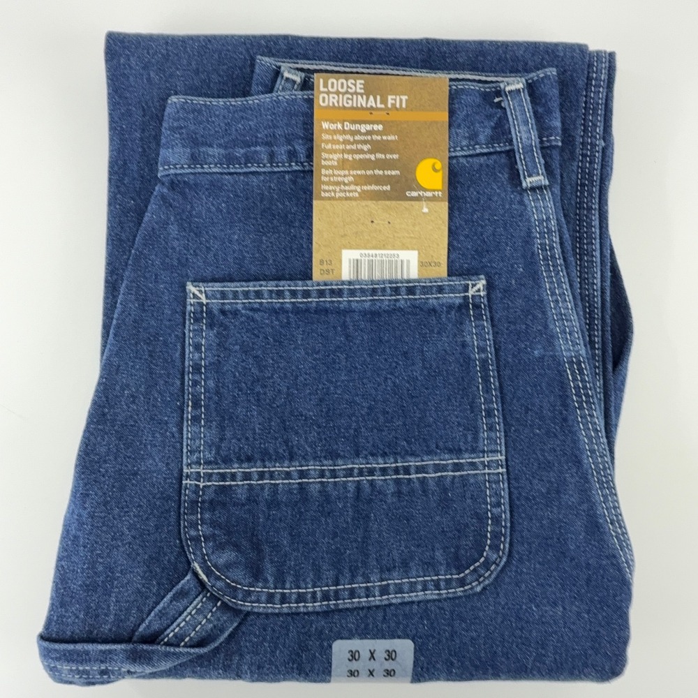 Carhartt Work Dungaree Denim Jeans Mens 30x30 B13 DST Darkstone NWT NOS